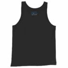 Black pride tank top with 'Play It Cool Pop-Up Bar' text in blue and white on the back.